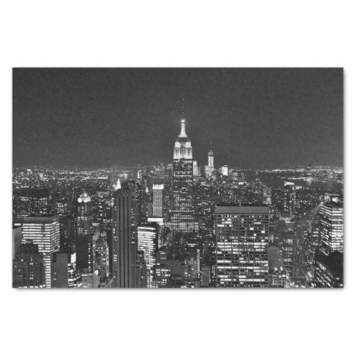 New York night skyline in black and white Tissue Paper