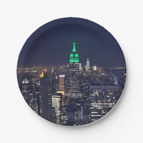 New York night skyline Paper Plates