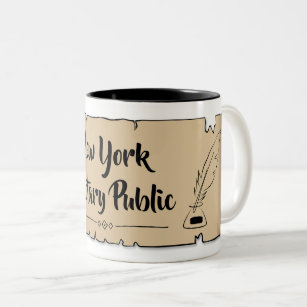 New York Notary Public Scroll Feather Quill Two-Tone Coffee Mug