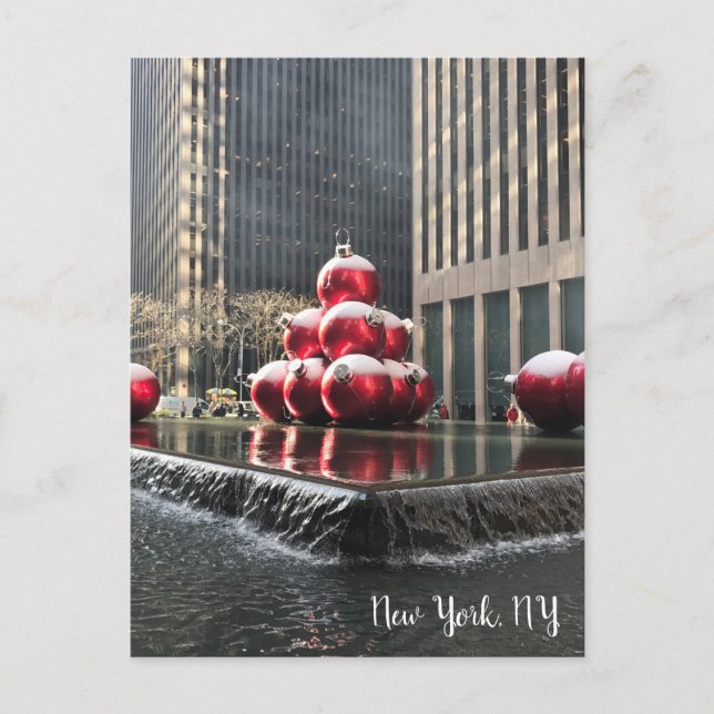 New York, NY Christmas Rockefeller Center Photo Holiday Postcard (Front)