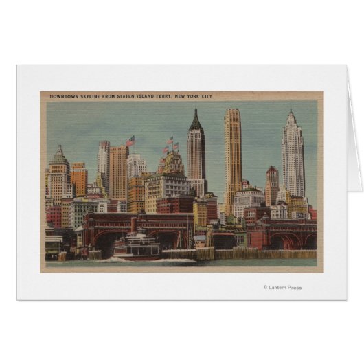 New York, NY - Downtown Skyline from Staten Cards (Front Horizontal)