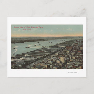 New York, NY - North River View and Docks Postcard