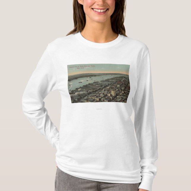 New York, NY - North River View and Docks T-Shirt (Front)