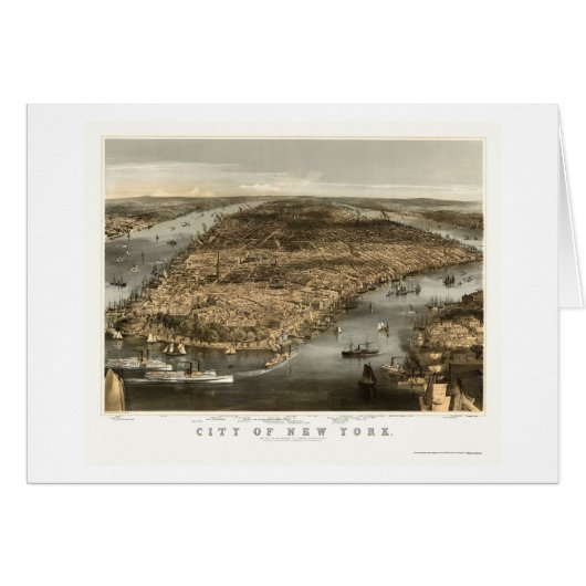 New York, NY Panoramic Map - 1856 Cards (Front Horizontal)