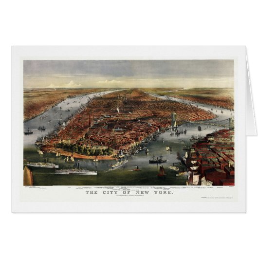 New York, NY Panoramic Map - 1870 Cards (Front Horizontal)