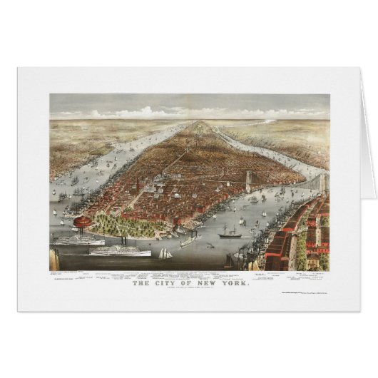 New York, NY Panoramic Map - 1876 Cards (Front Horizontal)