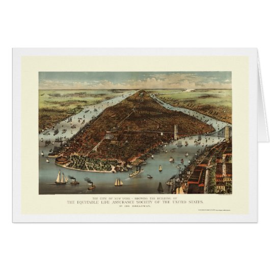 New York, NY Panoramic Map - 1883 Cards (Front Horizontal)