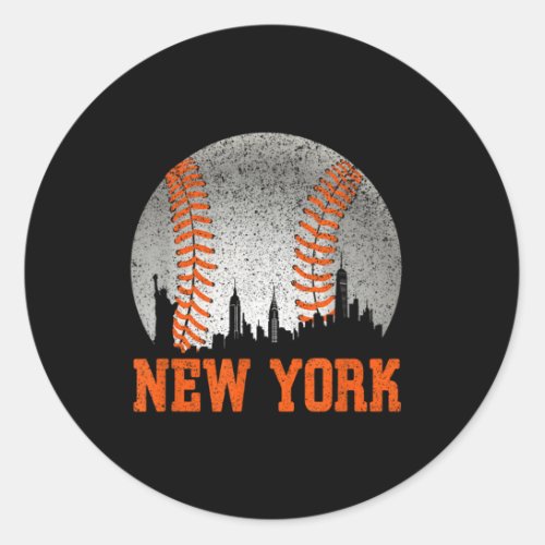 New York Ny Skyline Baseball Met At Gameday Classic Round Sticker