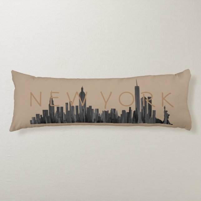 NEW YORK, NY SKYLINE PAINTBRUSH - BODY PILLOW (Front)
