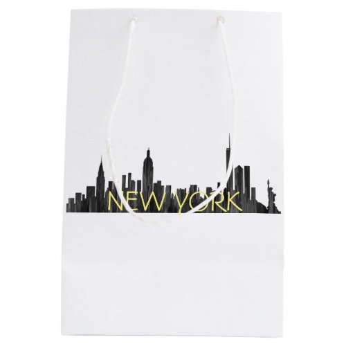 NEW YORK NY SKYLINE PAINTBRUSH _ MEDIUM GIFT BAG