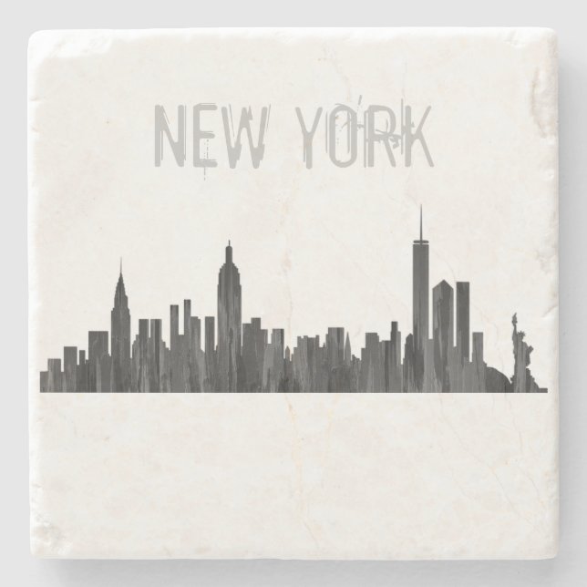 NEW YORK, NY SKYLINE PAINTBRUSH - STONE COASTER (Front)