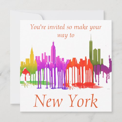 NEW YORK NY SKYLINE PUDDLES _ INVITATION