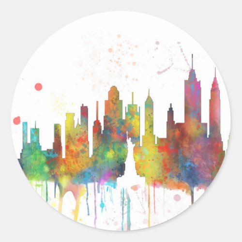 NEW YORK NY SKYLINE _ Round stickers