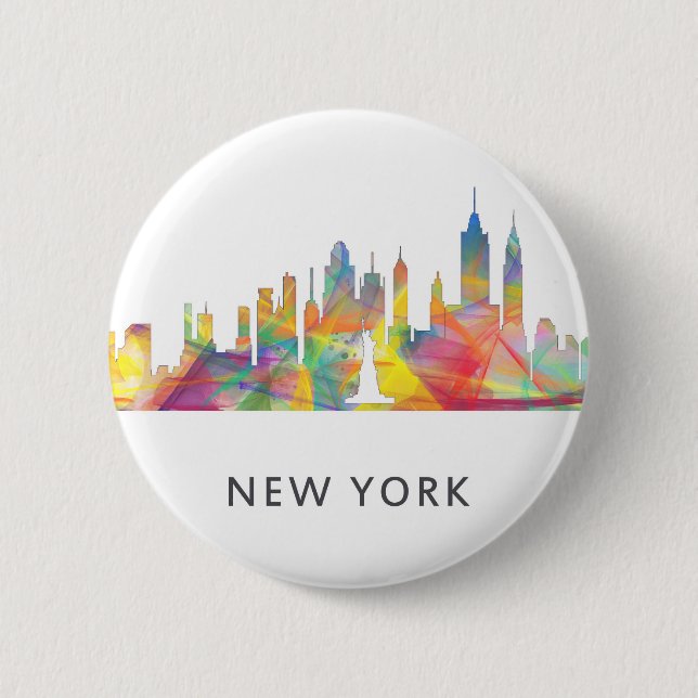 NEW YORK, NY SKYLINE WB1 - BUTTON (Front)