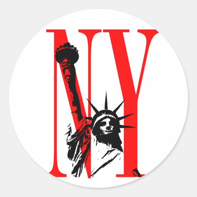 New York NY Statue of Liberty Logo Design Classic Round Sticker (Front)