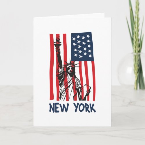New York NY Statue of Liberty USA America Flag Card