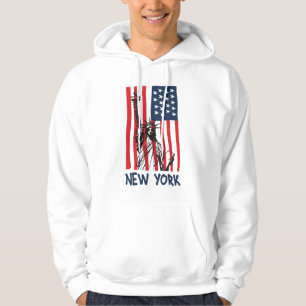 New York NY Statue of Liberty USA America Flag Hoodie