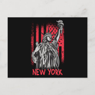 New York NY Statue of Liberty USA America Flag Postcard