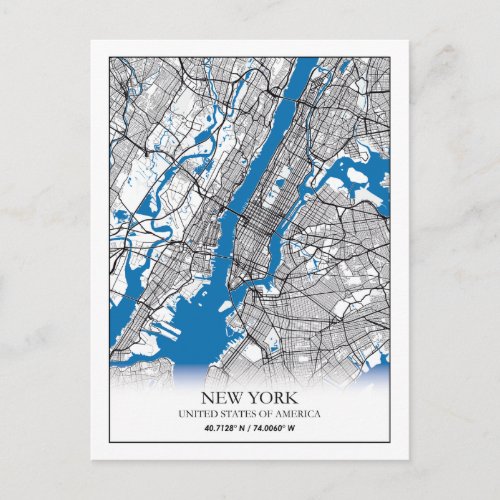 New York NY USA United States Travel City Map Postcard