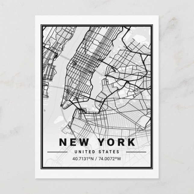 New York NY USA United States Travel City Map Postcard (Front)