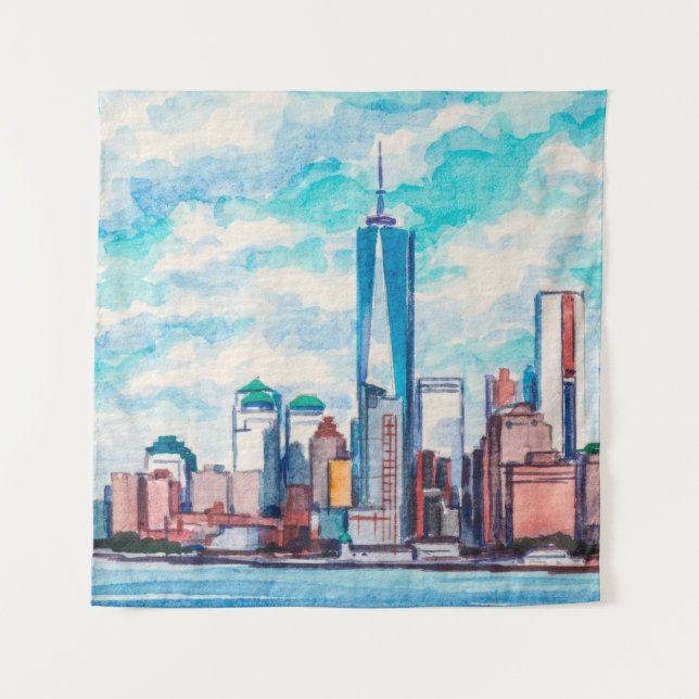 New York, NY, USA. Views on big city skyscrapers.  Tapestry (Front)