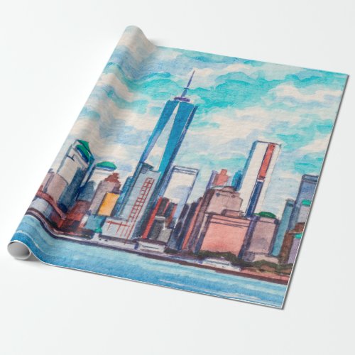 New York NY USA Views on big city skyscrapers  Wrapping Paper
