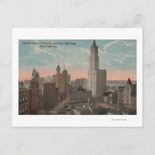 New York, NY - Woolworth Building and City Hall Postcard