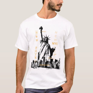 New York Nyc Brooklyn Bridge Liberty Statue Mens T-Shirt