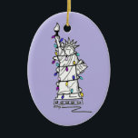 New York NYC Christmas Hanukkah Statue of Liberty Ceramic Ornament<br><div class="desc">Ornament features an original marker illustration of a classic NYC landmark, the Statue of Liberty, "dressed up" for the holiday season. Ideal for celebrating Christmas or Hanukkah! This illustration is also available on other products. Don't see what you're looking for? Need help with customization? Contact Rebecca to have something designed...</div>