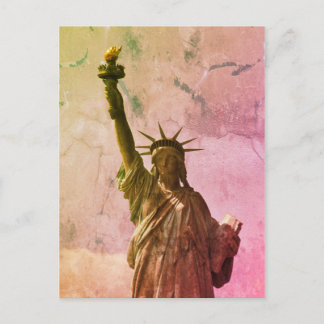 New-York NYC city color vintage statue liberté Postcard