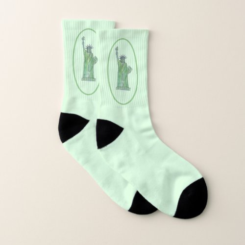 New York NYC Green Statue of Liberty Lady Torch Socks