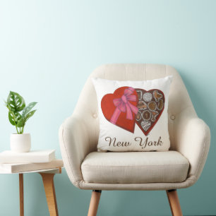 New York NYC Heart Love Valentine Chocolate Box Throw Pillow