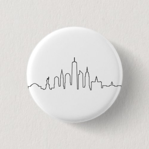 NEW YORK NYC Manhatten USA City Skyline Silhouette Button