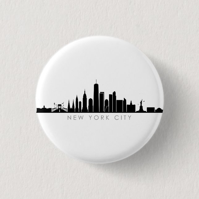 NEW YORK NYC Manhatten USA City Skyline Silhouette Button (Front)