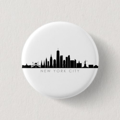 NEW YORK NYC Manhatten USA City Skyline Silhouette Button