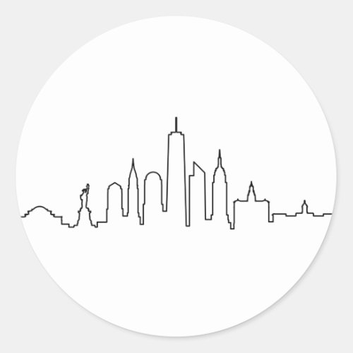 NEW YORK NYC Manhatten USA City Skyline Silhouette Classic Round Sticker