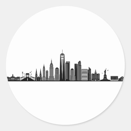 NEW YORK NYC Manhatten USA City Skyline Silhouette Classic Round Sticker