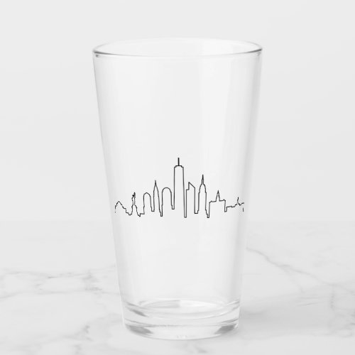 NEW YORK NYC Manhatten USA City Skyline Silhouette Glass