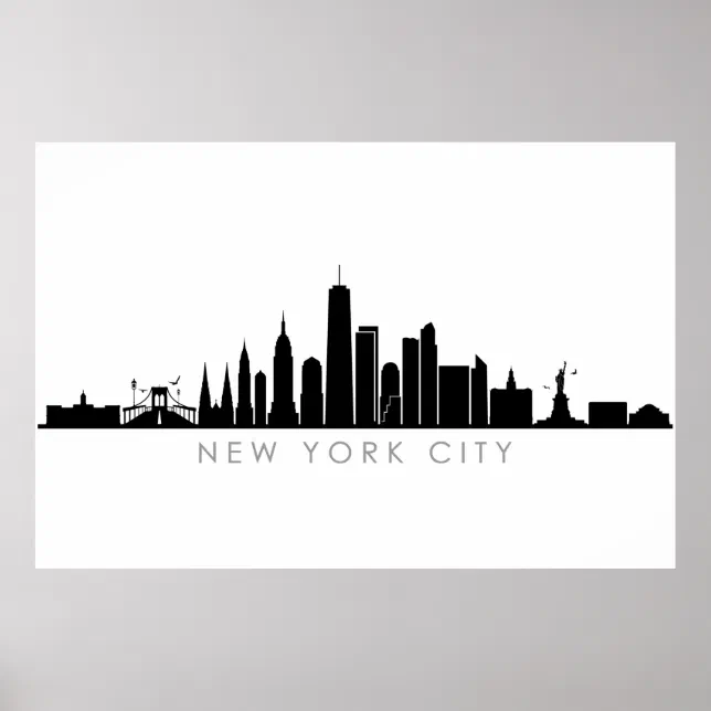 New York Nyc Manhatten Usa City Skyline Silhouette Poster Zazzle