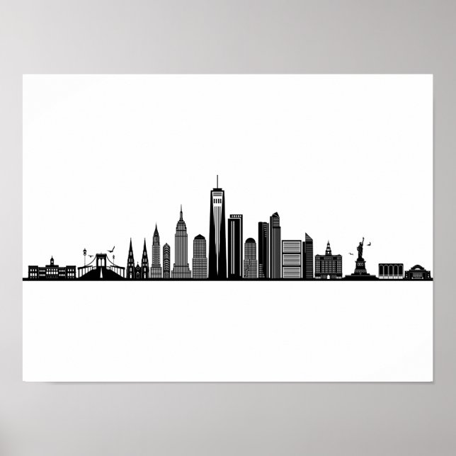 NEW YORK NYC Manhatten USA City Skyline Silhouette Poster (Front)