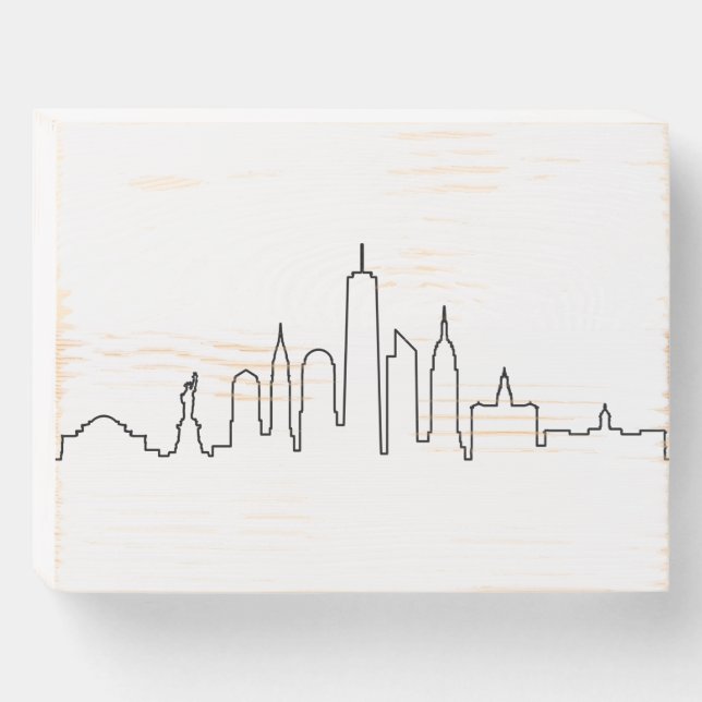 NEW YORK NYC Manhatten USA City Skyline Silhouette Wooden Box Sign (Front Horizontal)