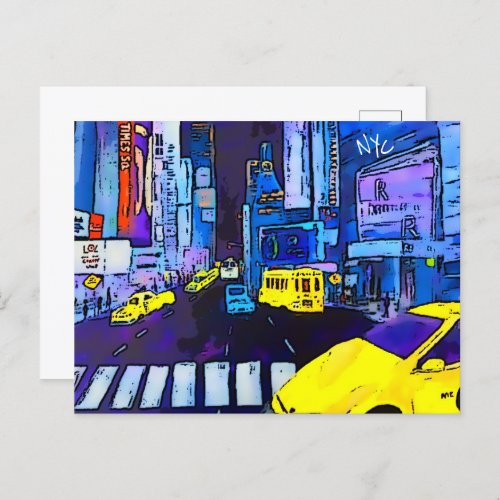 New York NYC Original Art Times Square  Postcard