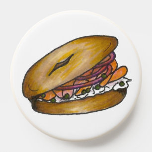 New York NYC Plain Bagel Cream Cheese Capers Lox PopSocket
