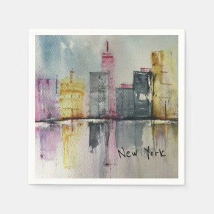 New York NYC Skyline Cityscape original artwork Napkins