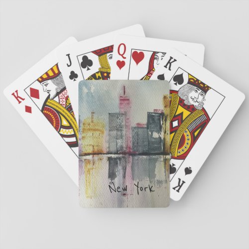 New York NYC Skyline Cityscape original artwork  Poker Cards