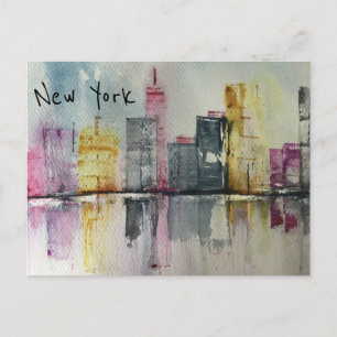 New York NYC Skyline Cityscape original artwork Postcard