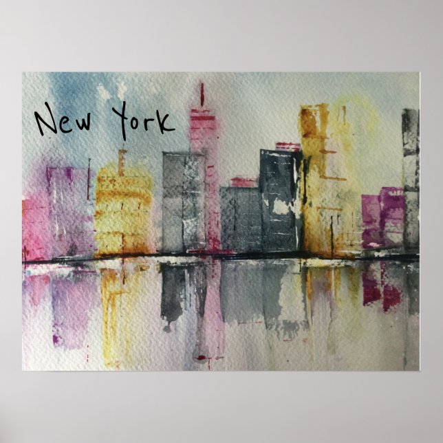 New York NYC Skyline Cityscape original artwork  Poster (Front)