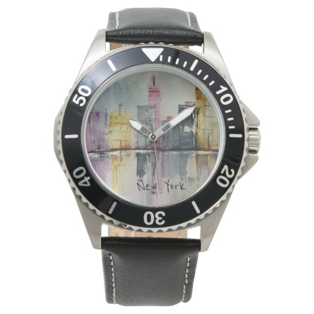 New York NYC Skyline Cityscape original artwork  Watch (Front)
