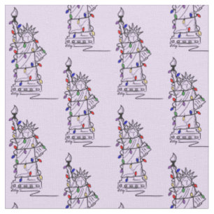 New York NYC Statue Liberty Christmas Chanukah Fabric