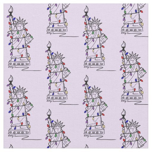 New York NYC Statue Liberty Christmas Chanukah Fabric